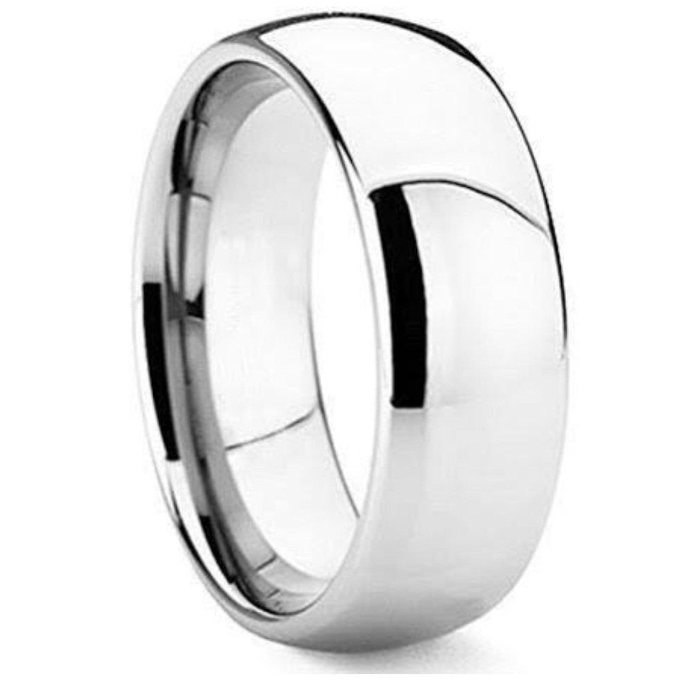 Mens White Tungsten Carbide Wedding Band